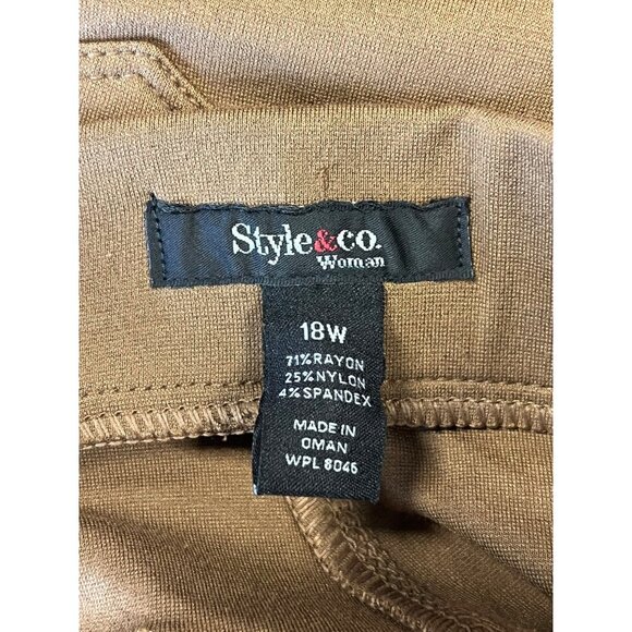 Style & Co Woman Ponte Legging 18W 18 Tobacco Mid Rise Comfortable Waist New - Picture 5 of 7